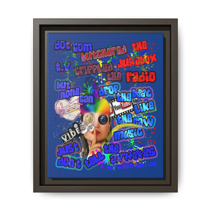 drop the beat - framed canvas art (dark blue)