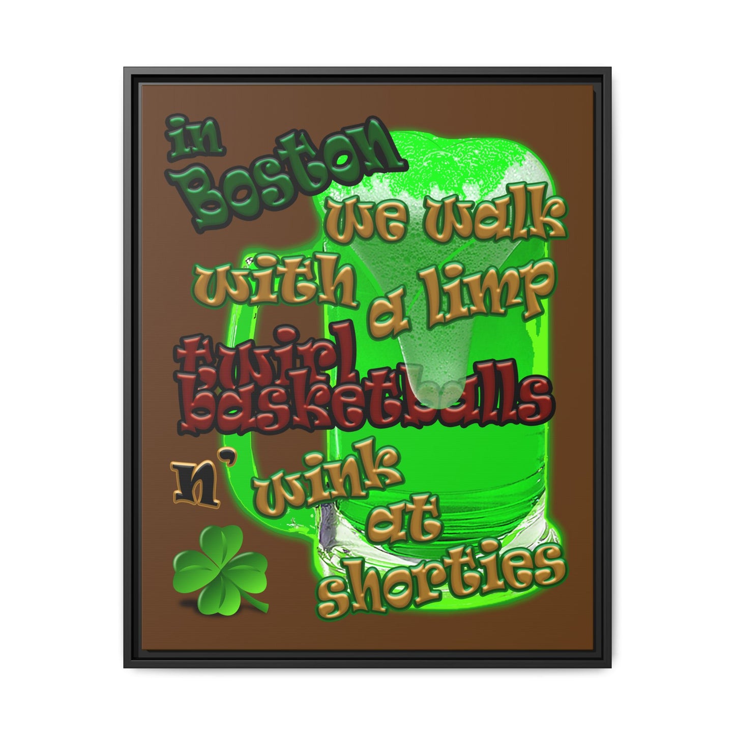 celtics logo - framed canvas art (brown)
