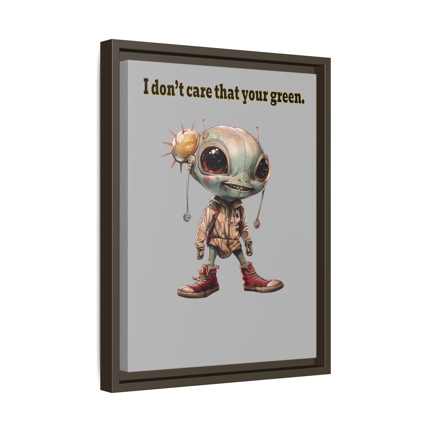 I don't care that your green - framed canvas art (light grey)