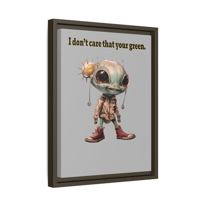 I don't care that your green - framed canvas art (light grey)