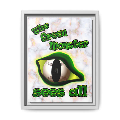green monster - framed canvas art (white marble)