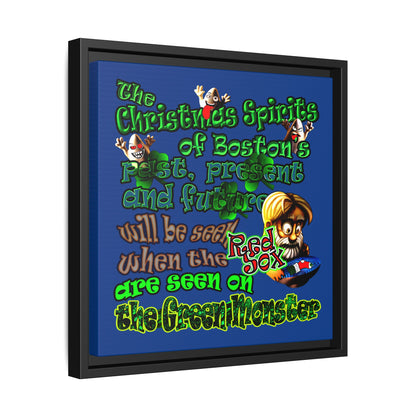 christmas spirits of boston - framed canvas art (dark blue)