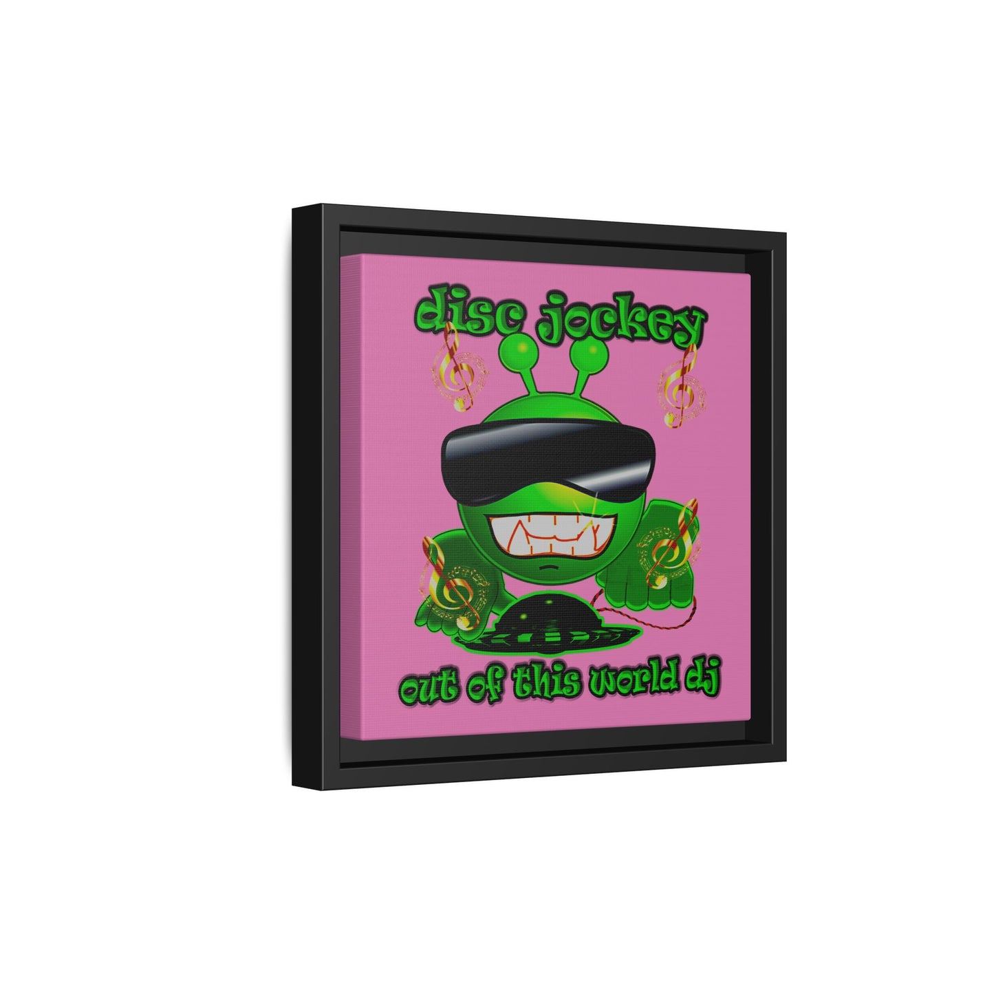 disc jockey - framed canvas art (light pink)
