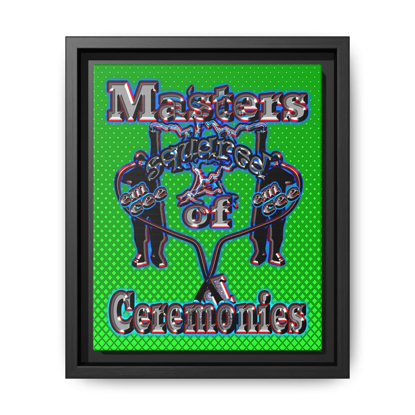 em cee squared - framed canvas art (logo green)