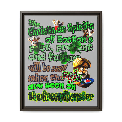 christmas spirits of boston - framed canvas art (light grey)