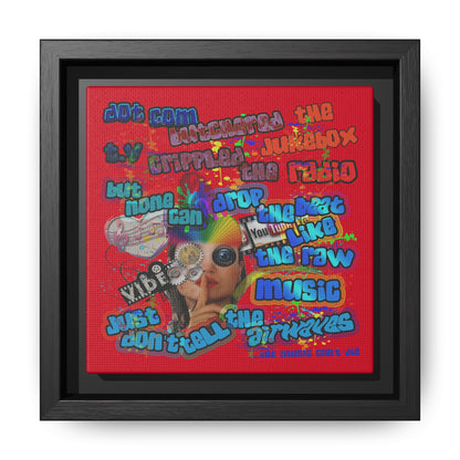 drop the beat - framed canvas art (dark red)