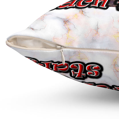 defy conquer reach - Spun Polyester Square Pillow - (white marble)