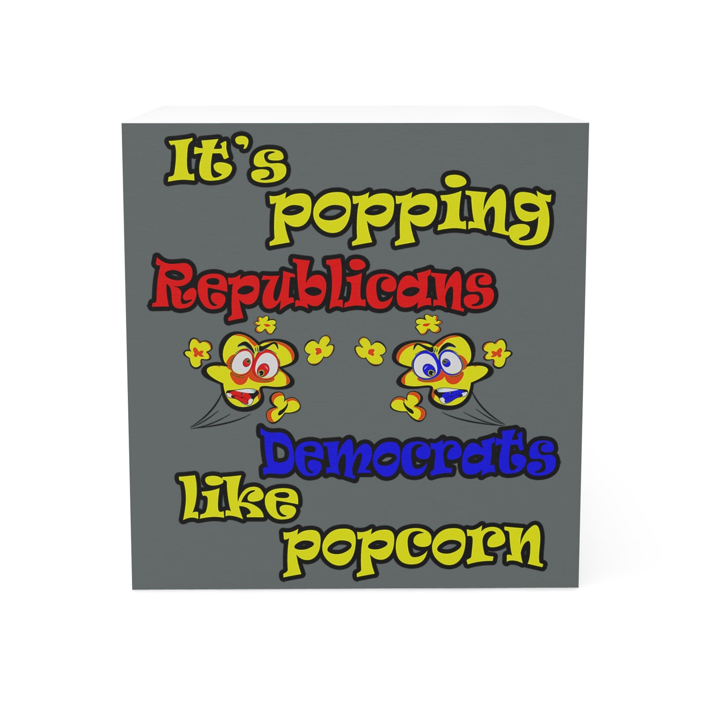 popping like popcorn - note cube (dark grey)
