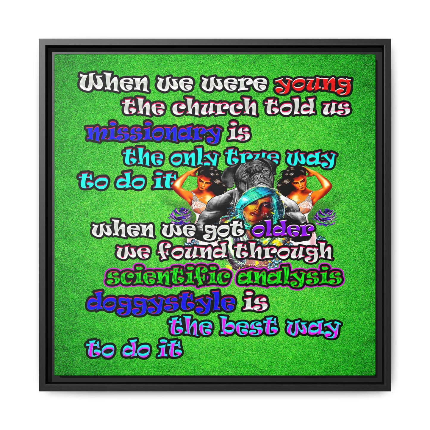 doggystyle - framed canvas art (green turf)