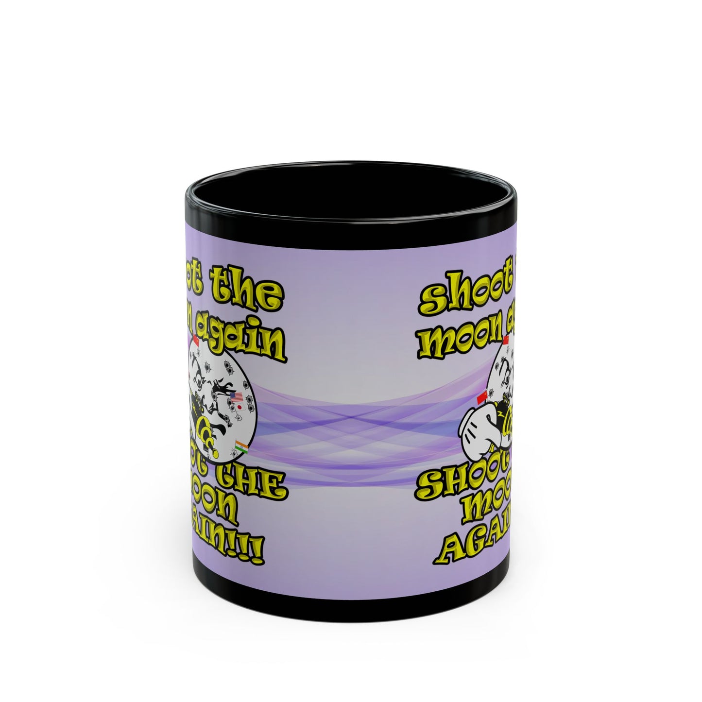 shoot the moon again - Black Mug (light blue-pink wave)