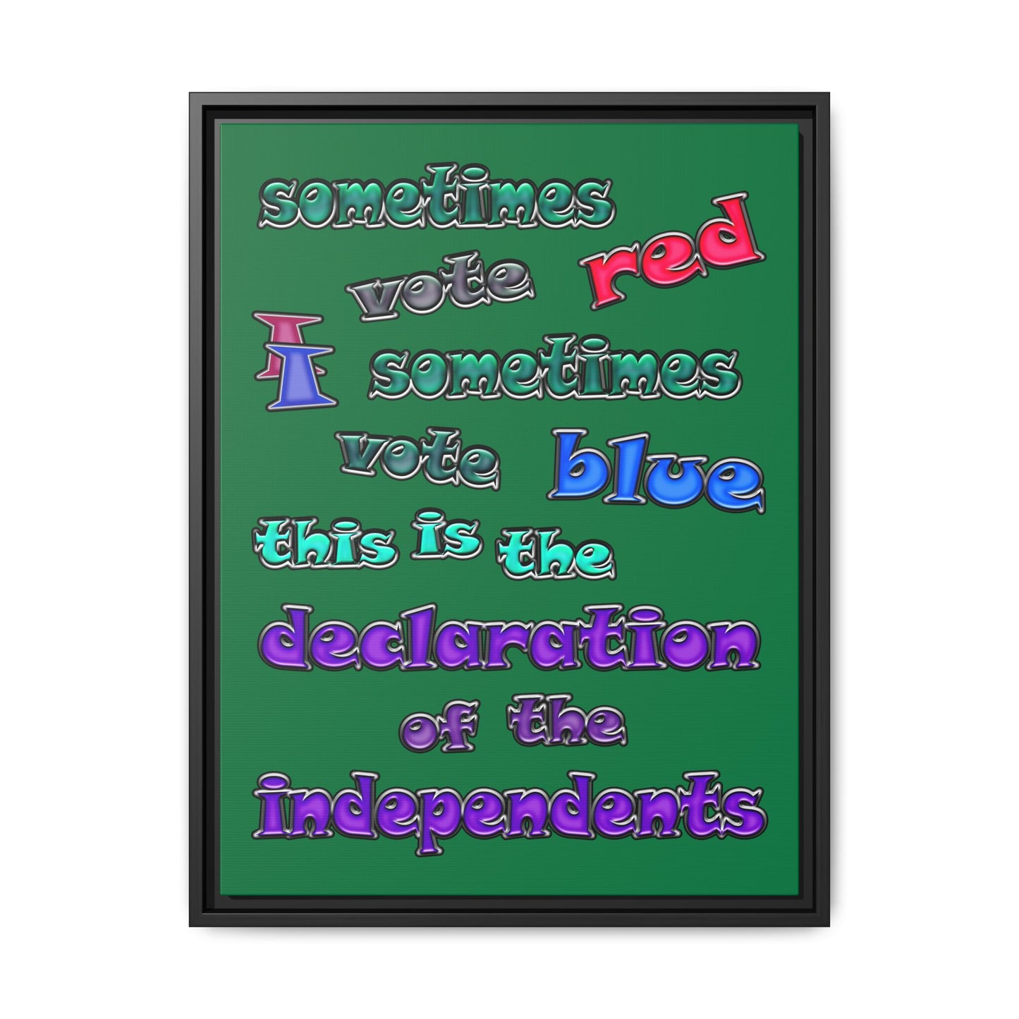 declaration of the independents - framed canvas art (dark green)