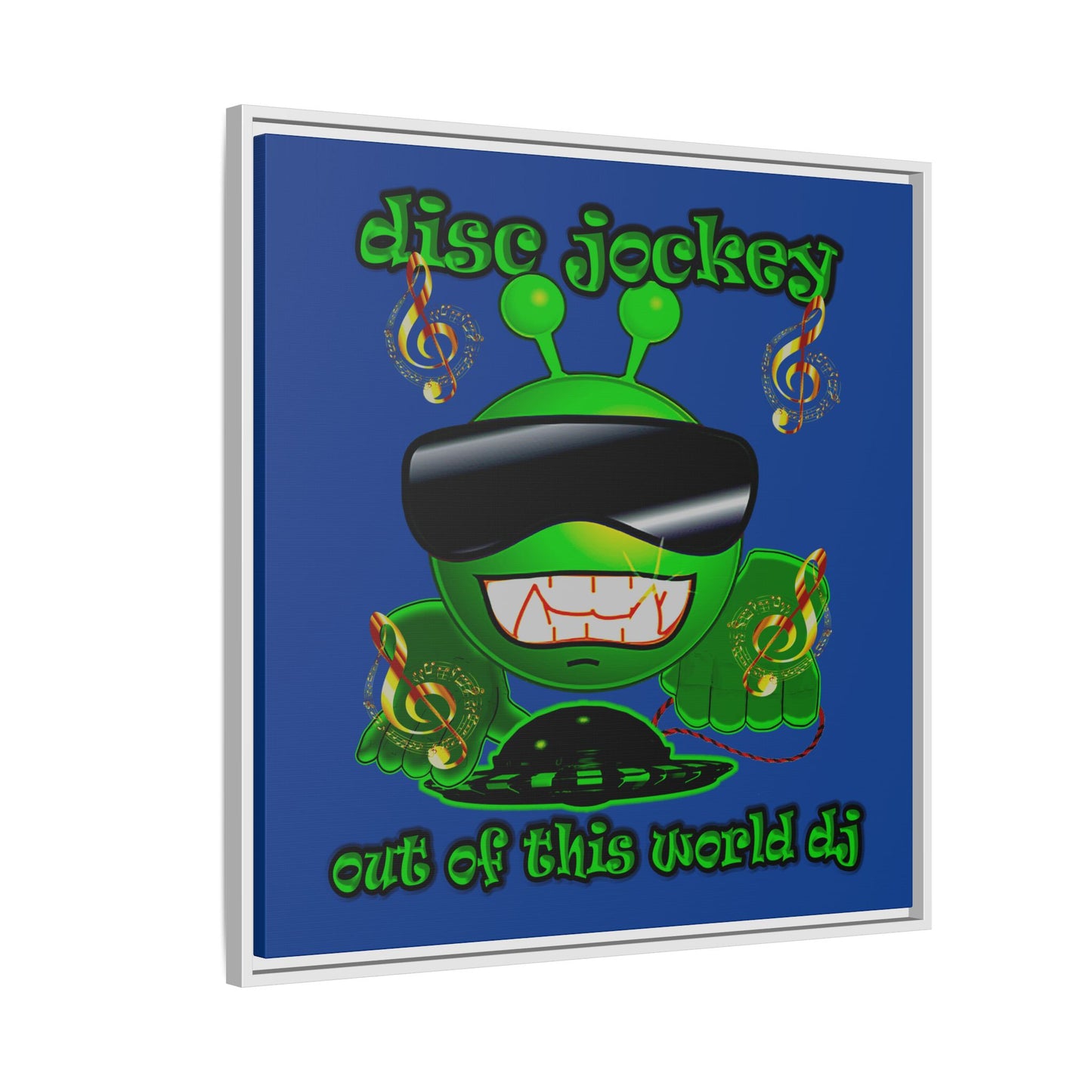 disc jockey - framed canvas art (dark blue)