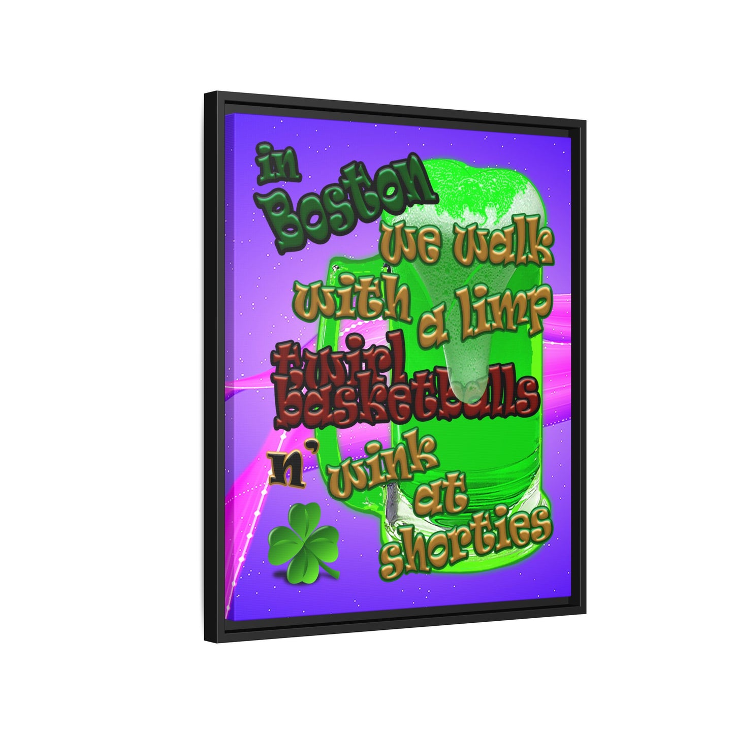 celtics logo - framed canvas art (purple-pink wave)