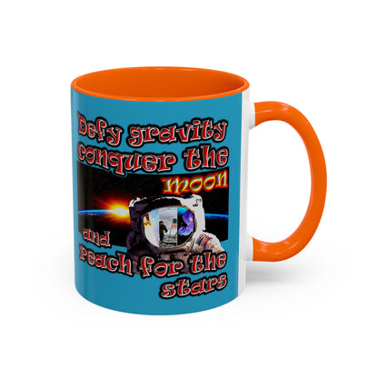 defy conquer reach - Accent Mug (turquoise)