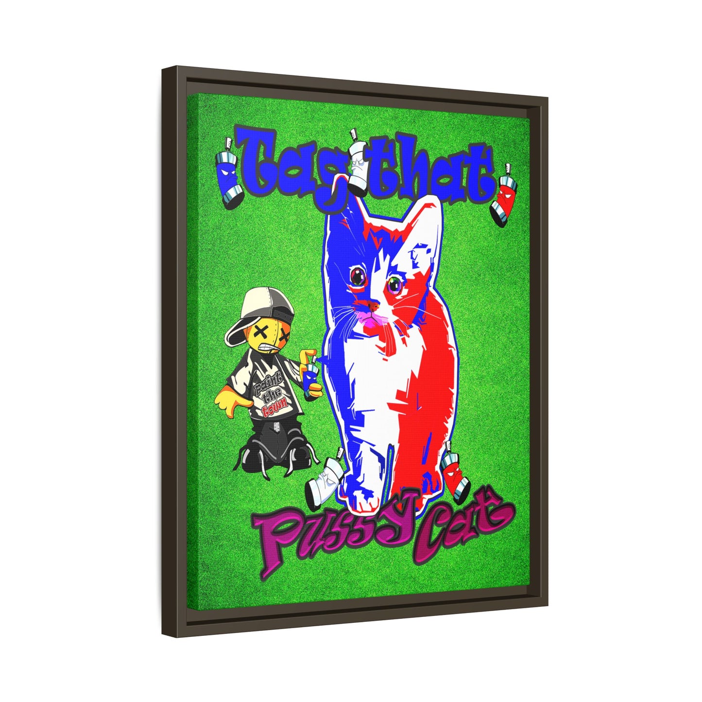 tag that - framed canvas art (green turf)