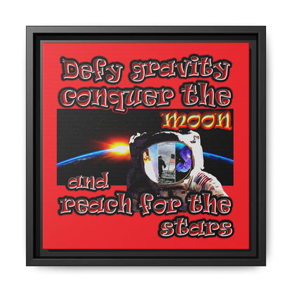 defy conquer reach - framed canvas art (red)
