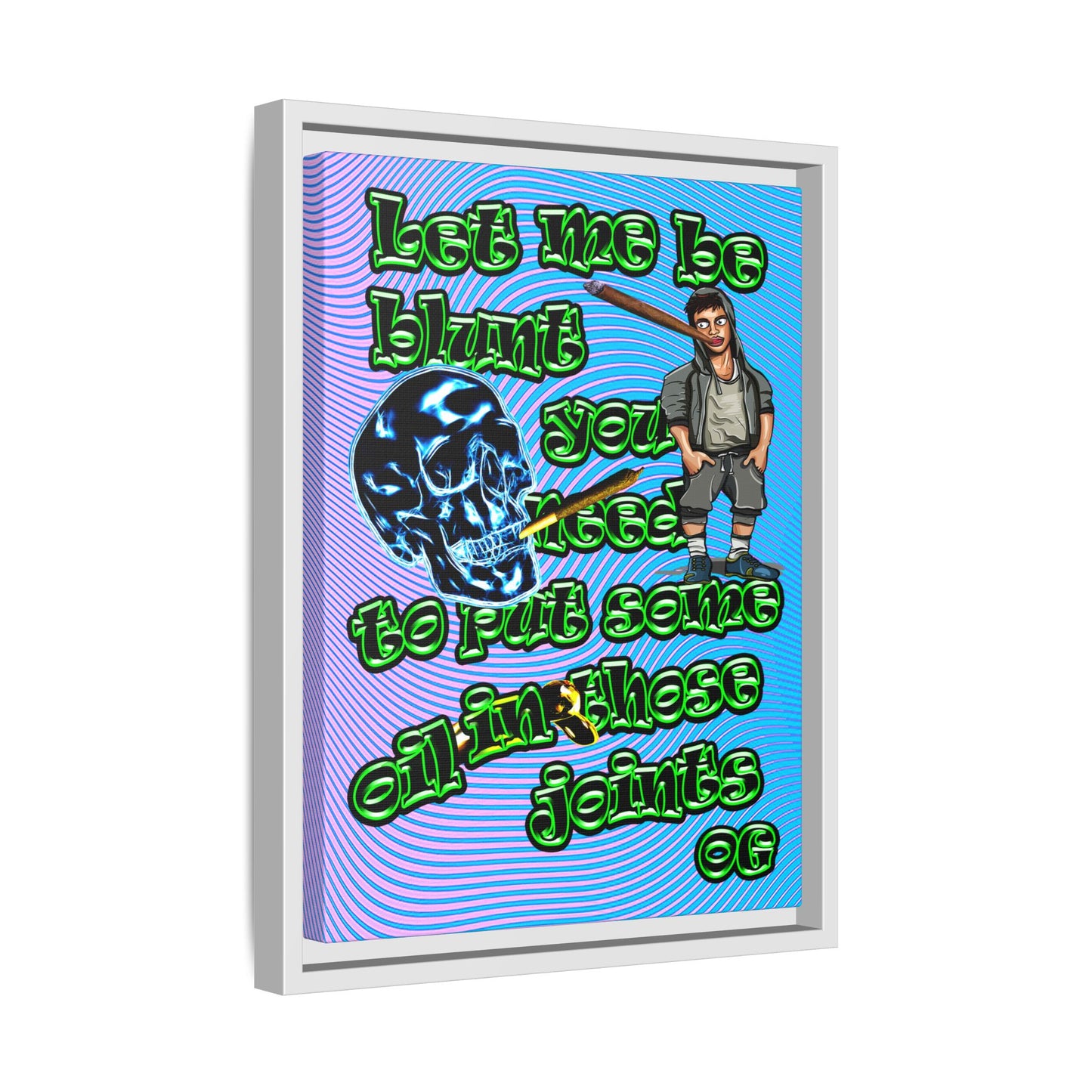 og - framed canvas art (light blue-purple wave)