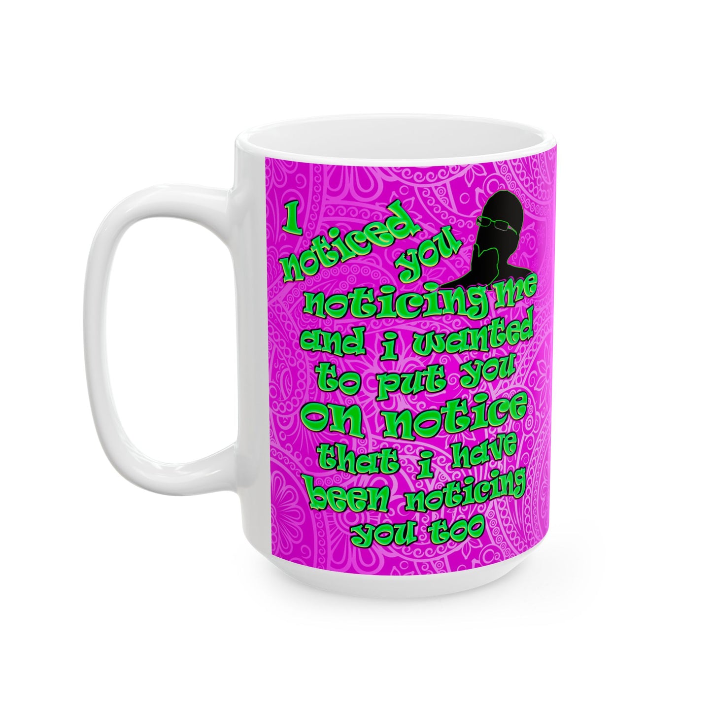 noticed you noticing - White Mug (pink swirl)