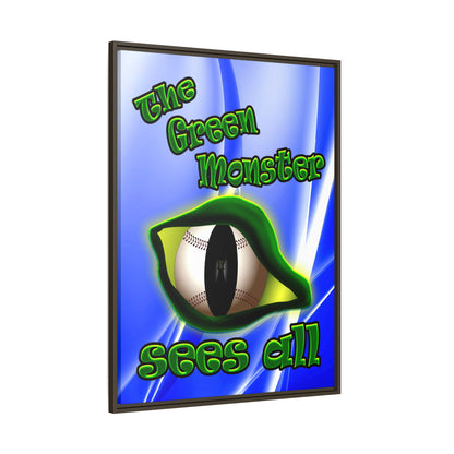 green monster - framed canvas art (blue-white wave)