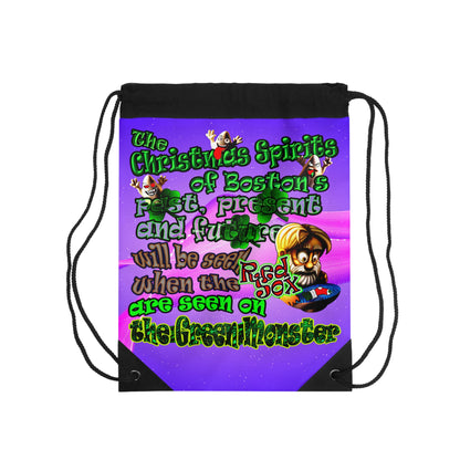 christmas spirits of boston - Drawstring Bag (purple-pink wave)