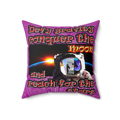 defy conquer reach - Spun Polyester Square Pillow - (pink swirl)
