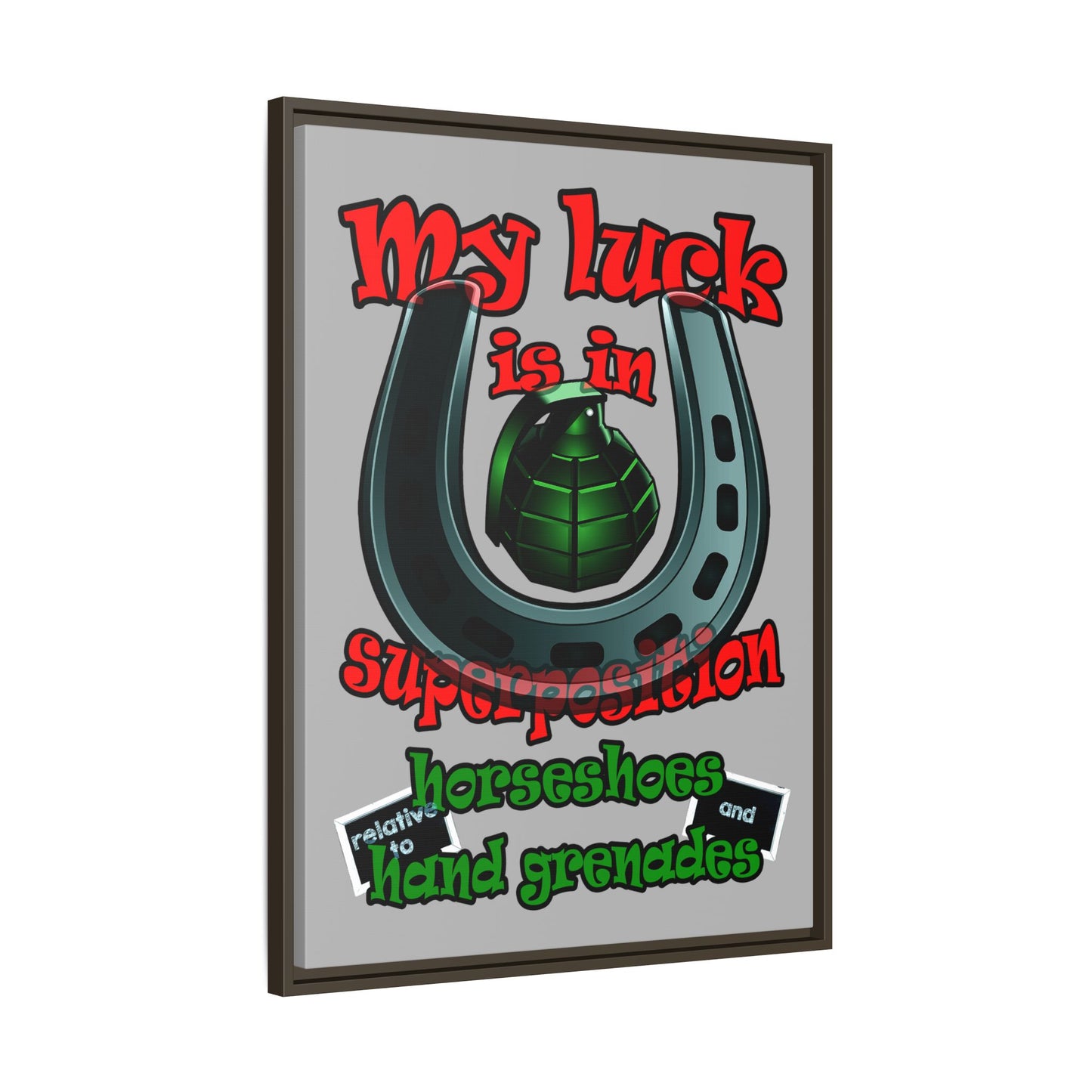 my luck - framed canvas art (light grey)