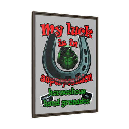 my luck - framed canvas art (light grey)