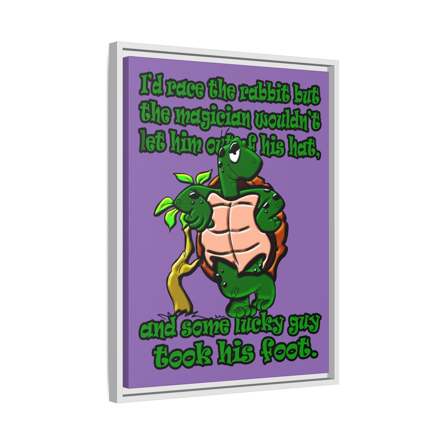 turtle race - framed canvas art (light purple)