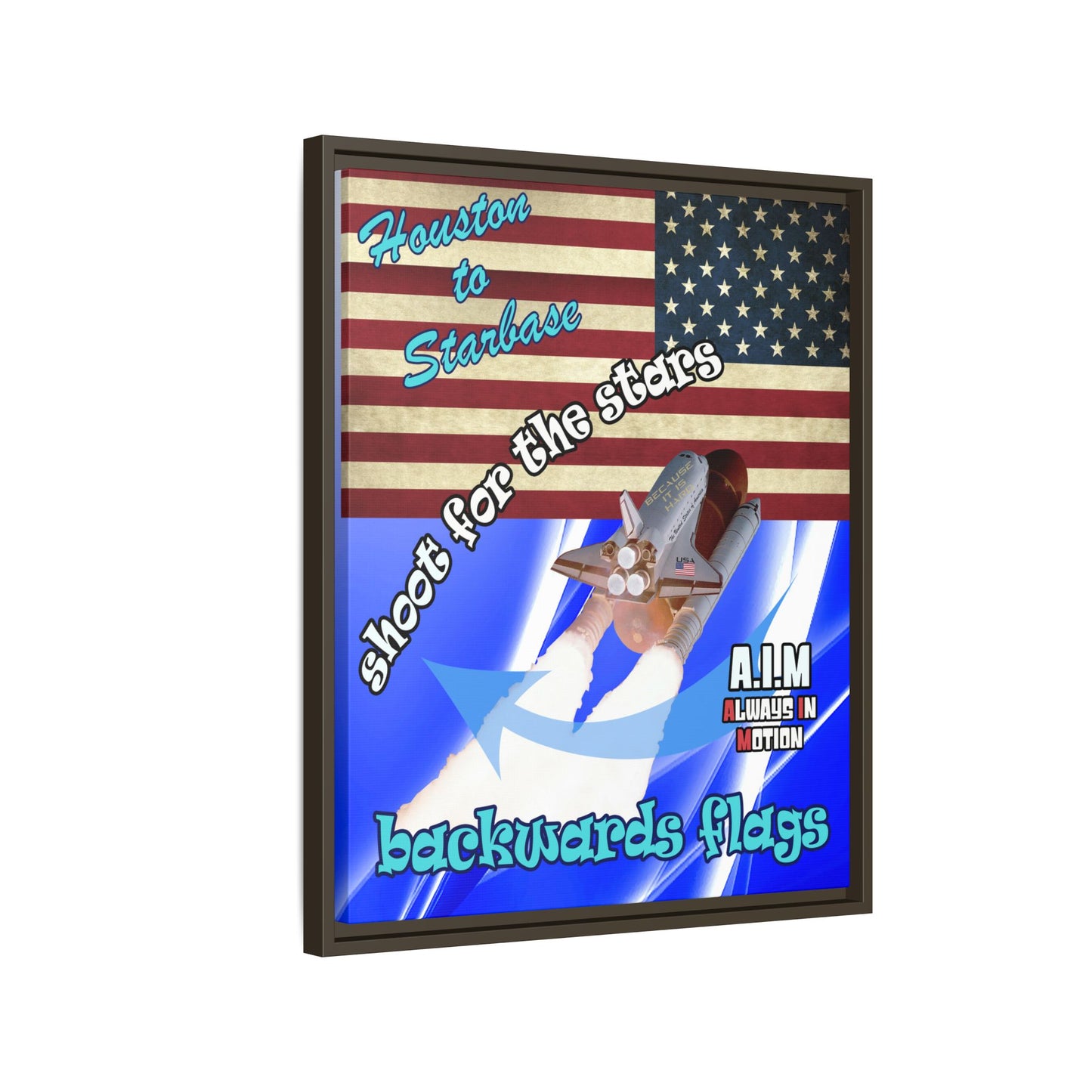 shoot for the stars - framed canvas art (blue-white wave)