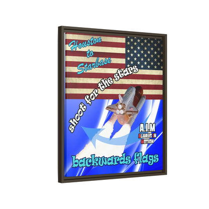 shoot for the stars - framed canvas art (blue-white wave)