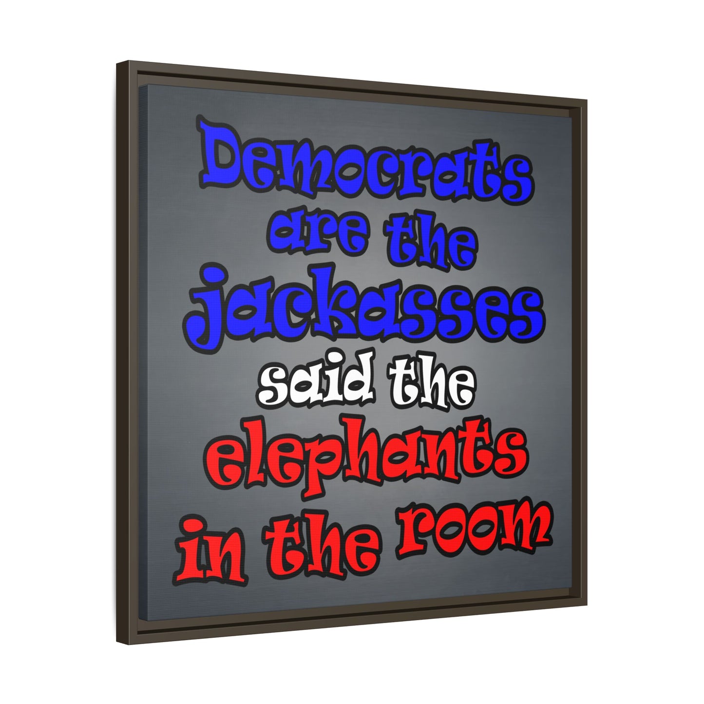 donkeys and elephants - framed canvas art (grey-light grey)