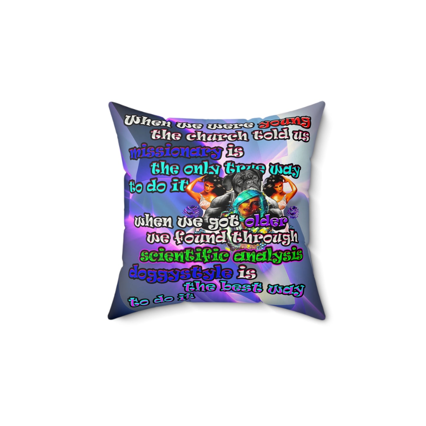 doggystyle - Faux Suede Square Pillow - (grey-pink wave)