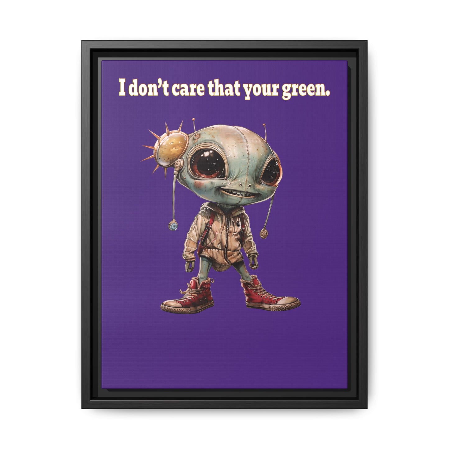 I don't care that your green - framed canvas art (purple)
