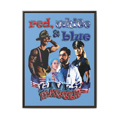 rw&b lives matter - framed canvas art (light blue)