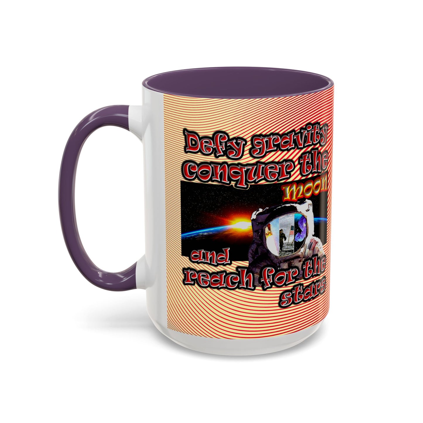 defy conquer reach - Accent Mug (yellow-orange wave)