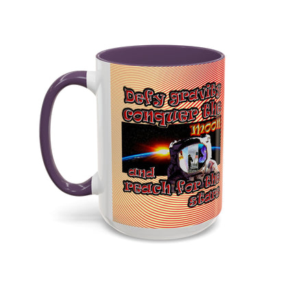 defy conquer reach - Accent Mug (yellow-orange wave)