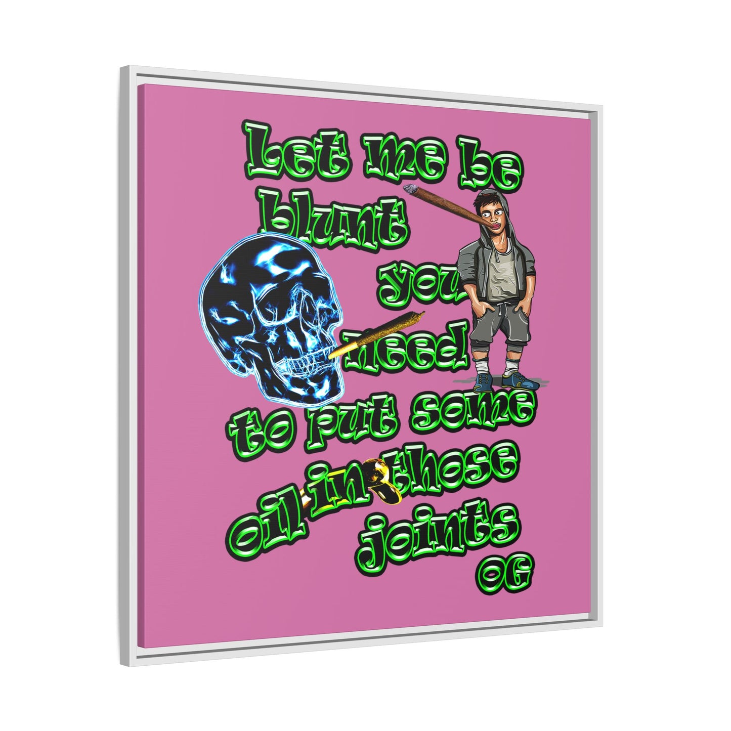 og - framed canvas art (light pink)