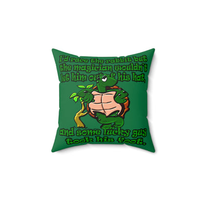 turtle race - Faux Suede Square Pillow - (dark green)