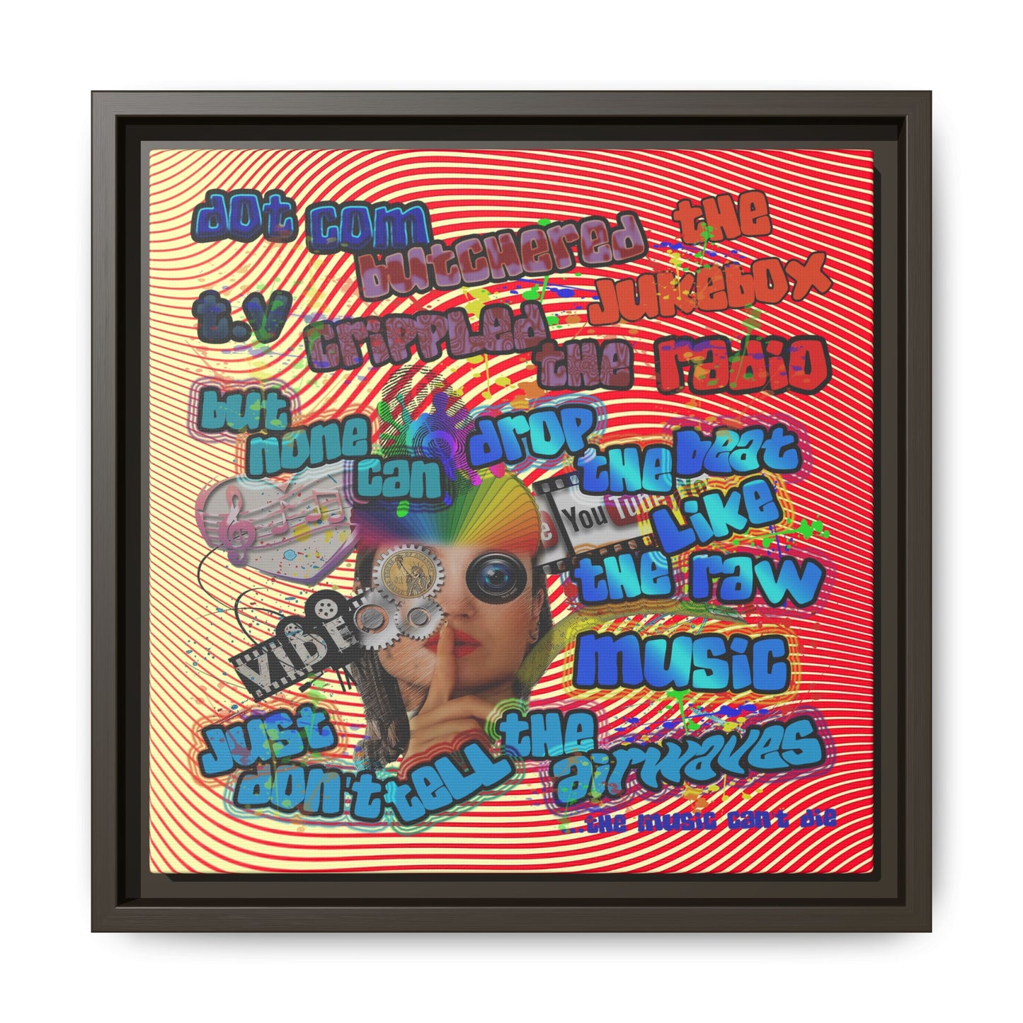 drop the beat - framed canvas art (yellow-orange wave)