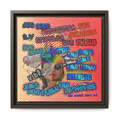 drop the beat - framed canvas art (yellow-orange wave)