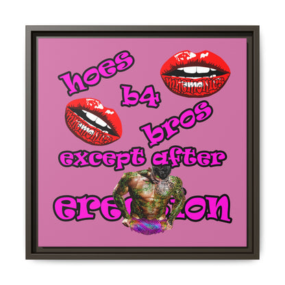 hoes b4 bros - framed canvas art (light pink)