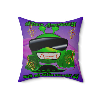 disc jockey - Spun Polyester Square Pillow - (purple-pink wave)