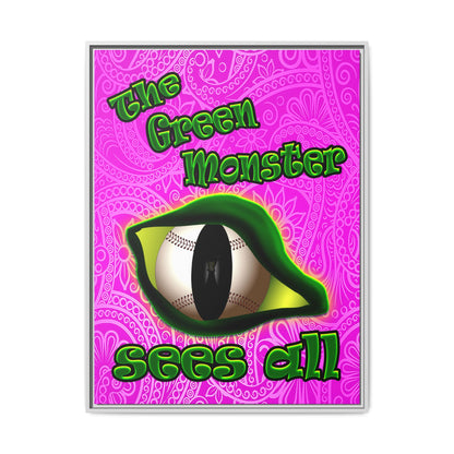 green monster - framed canvas art (pink swirl)