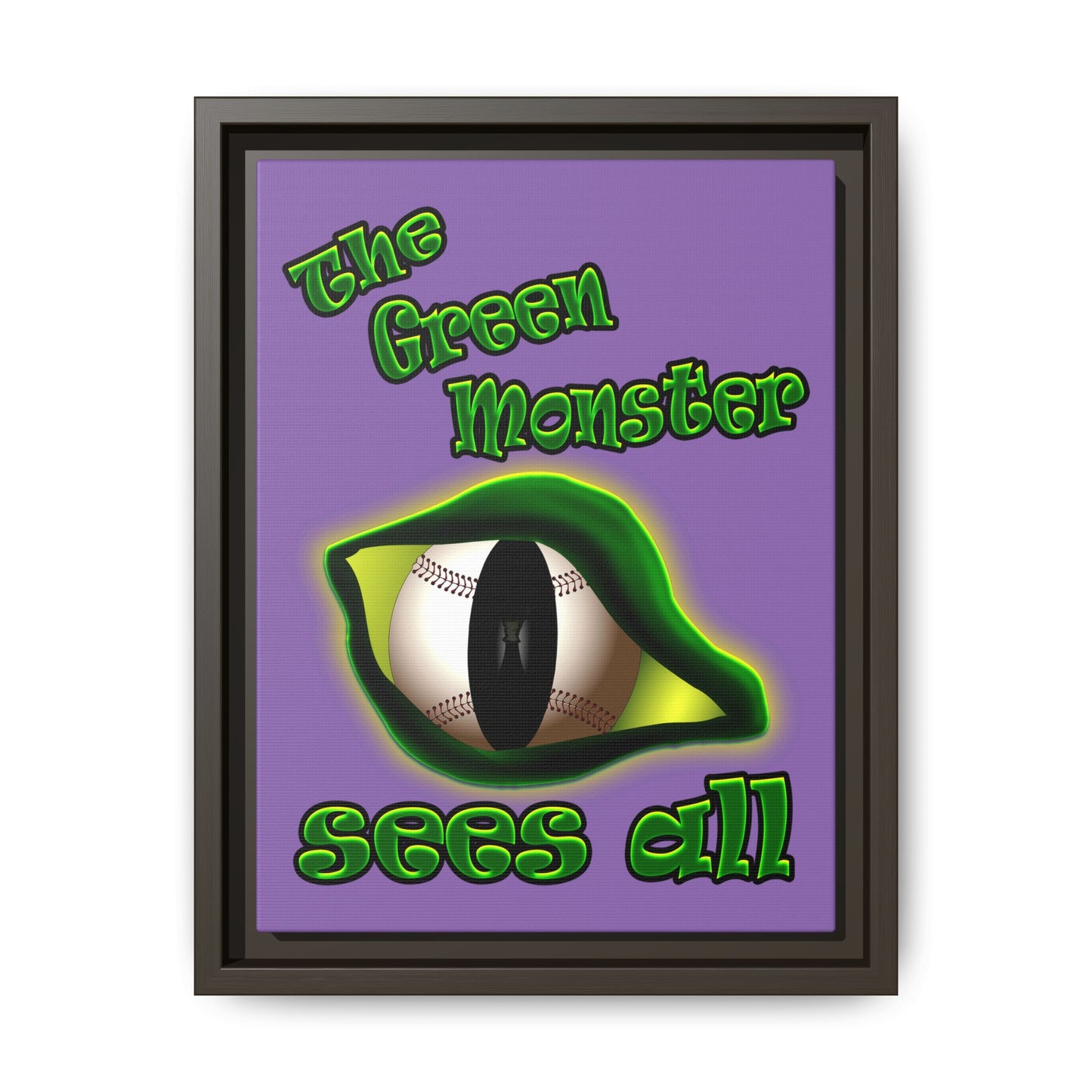 green monster - framed canvas art (light purple)