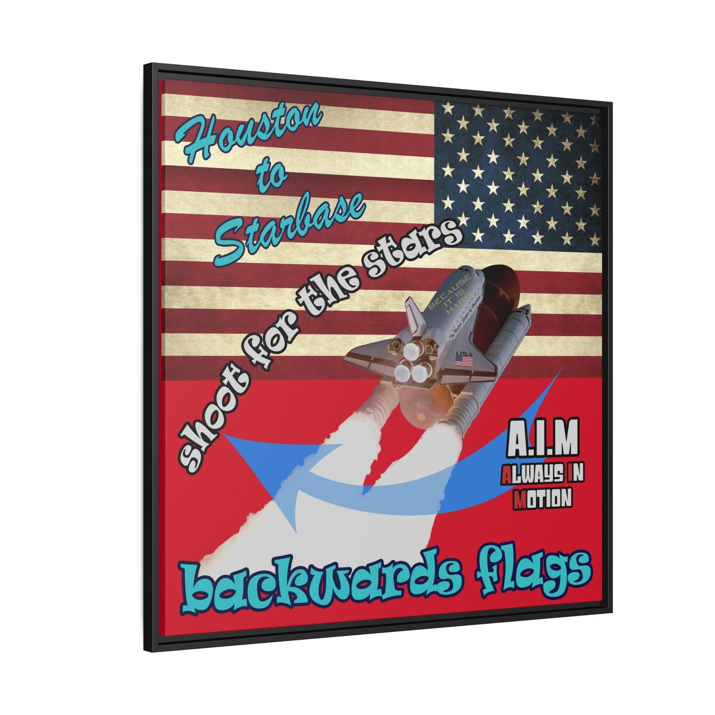 shoot for the stars - framed canvas art (dark red)