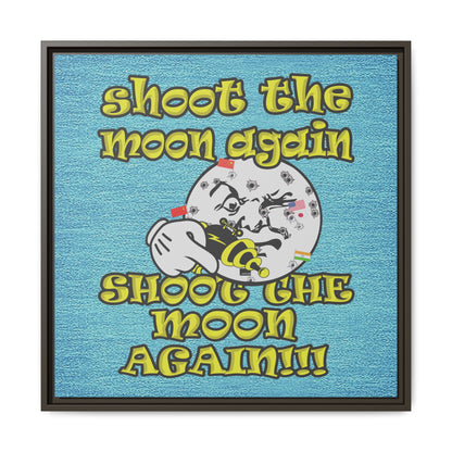shoot the moon again - framed canvas art (faded blue)