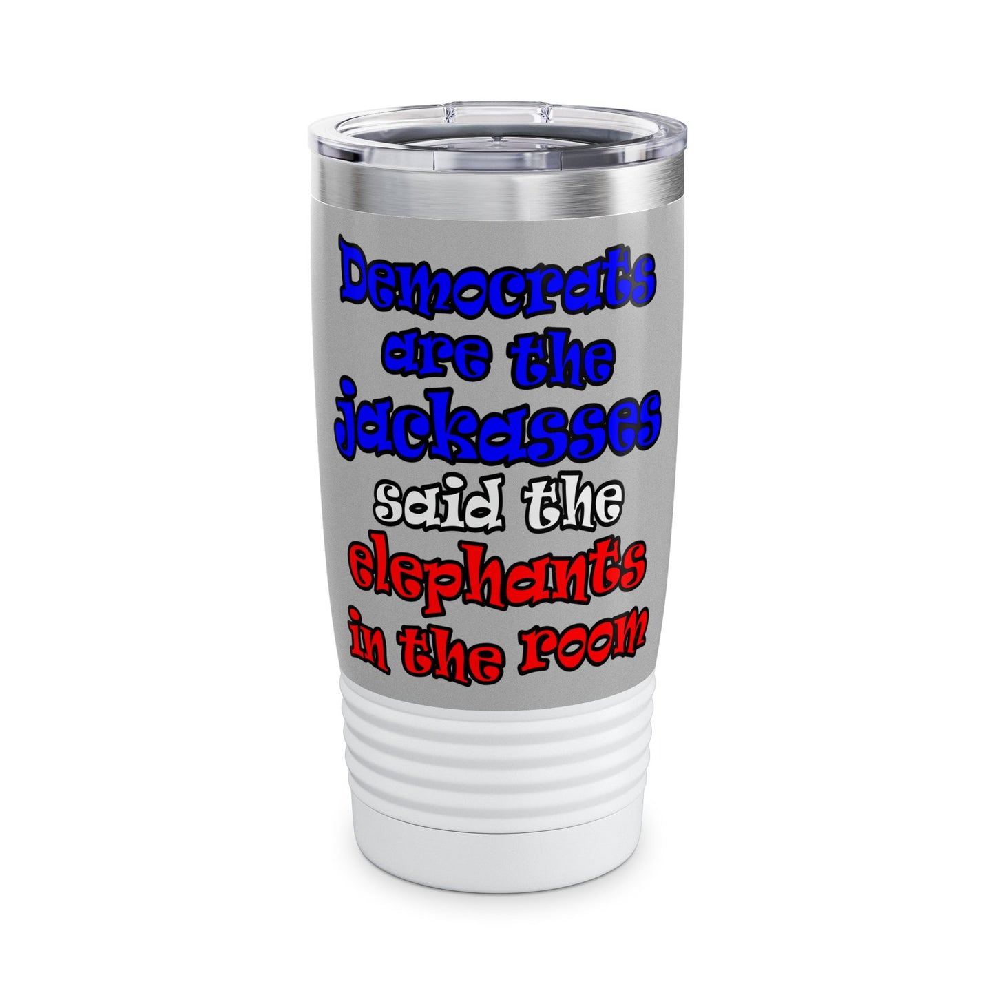 donkeys and elephants - Ringneck Tumbler, 20oz (light grey)