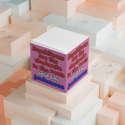 donkeys and elephants - note cube (light pink)