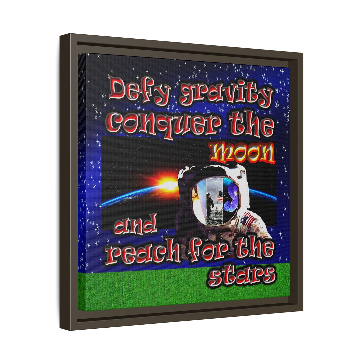 defy conquer reach - framed canvas art ('snoops' background)