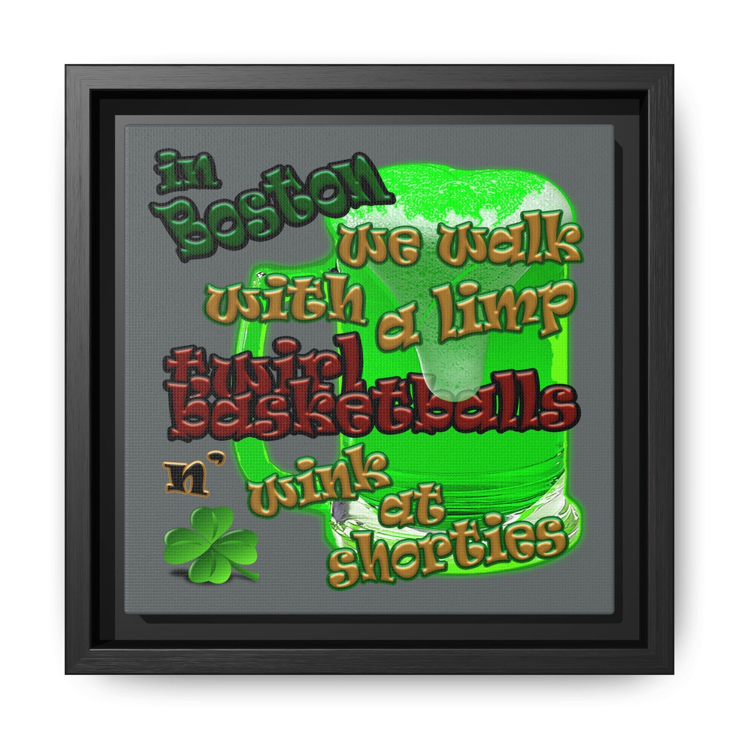 celtics logo - framed canvas art (dark grey)